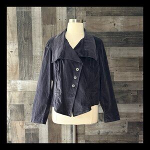 NWT! Lane Bryant dark gray corduroy assymedtrical jacket size 26 dark feminine